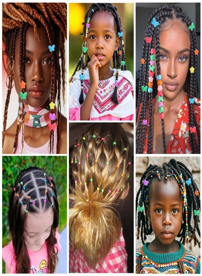 AIERSA 90pcs Silicone Hair Beads for Kids Girls Braids, Soft Colorful Pony Beads Bulk for Kids Girls Women Hair Accessories for Braids - Image 4